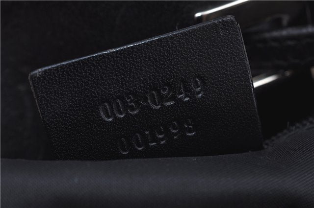 Authentic GUCCI Backpack GG Canvas Leather 0030249 Black J9587