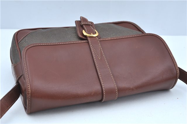 Authentic GUCCI Shoulder Cross Body Bag Logo Canvas Leather Khaki Junk J9591