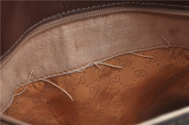 Authentic GUCCI Shoulder Cross Body Bag Logo Canvas Leather Khaki Junk J9591