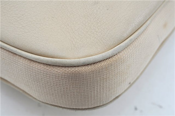 Authentic GUCCI Shoulder Cross Body Bag Purse Leather Nylon 0013341 Ivory J9593