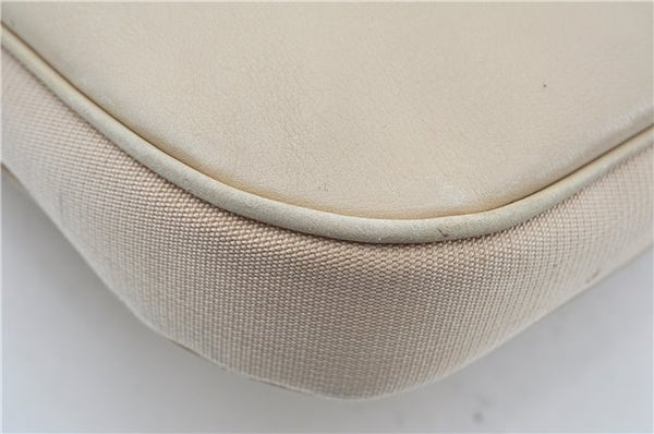 Authentic GUCCI Shoulder Cross Body Bag Purse Leather Nylon 0013341 Ivory J9593