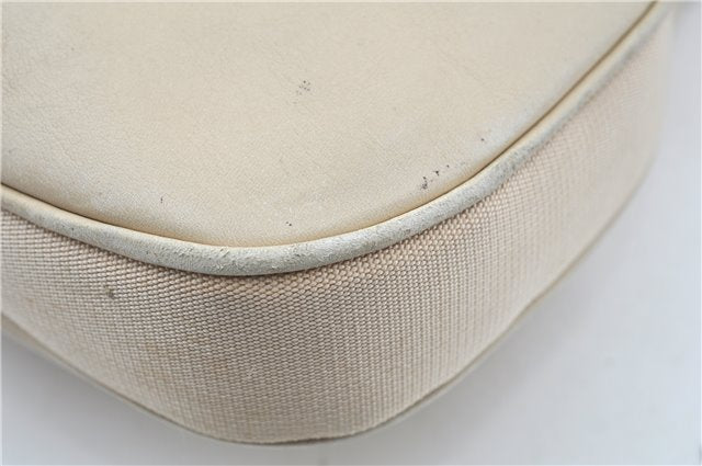 Authentic GUCCI Shoulder Cross Body Bag Purse Leather Nylon 0013341 Ivory J9593