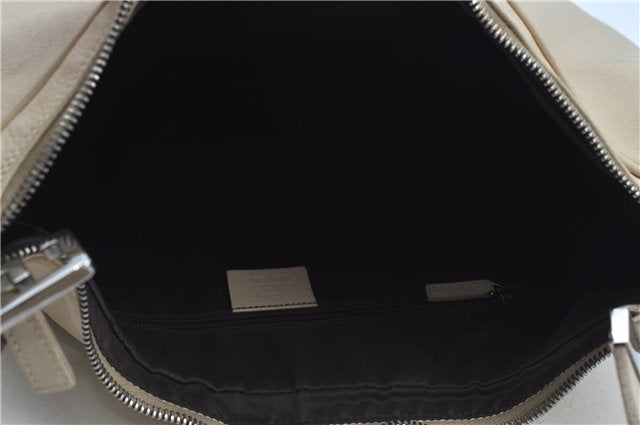 Authentic GUCCI Shoulder Cross Body Bag Purse Leather Nylon 0013341 Ivory J9593