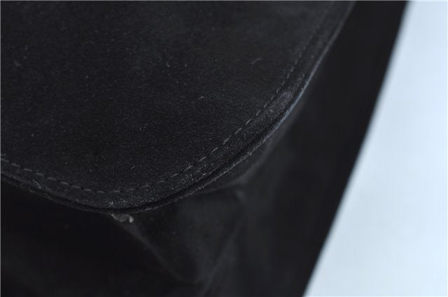 Authentic GUCCI Vintage Shoulder Hand Bag Suede Leather 0013192 Black Junk J9594