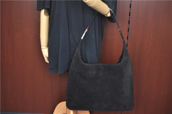 Authentic GUCCI Vintage Shoulder Hand Bag Suede Leather 0013192 Black Junk J9594