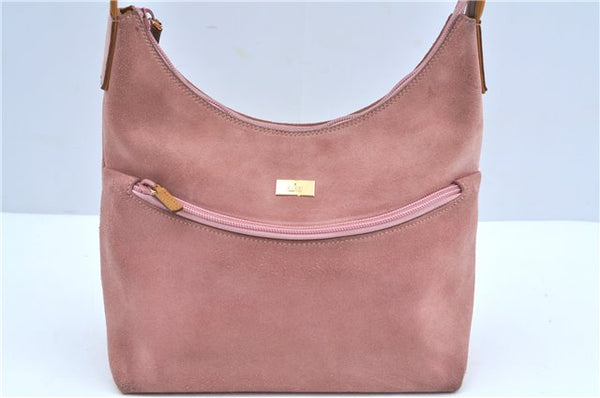 Authentic GUCCI Shoulder Hand Bag Purse Suede Leather 0013386 Pink J9598