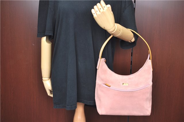 Authentic GUCCI Shoulder Hand Bag Purse Suede Leather 0013386 Pink J9598