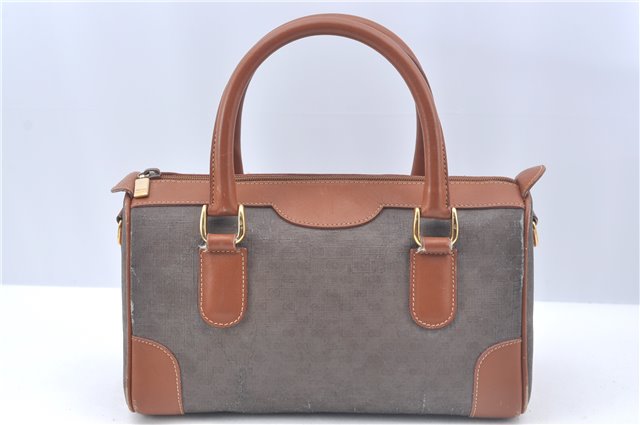 Authentic GUCCI Micro GG Boston Hand Bag Purse PVC Leather Gray Junk J9604