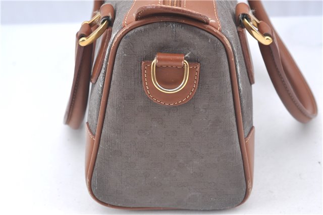 Authentic GUCCI Micro GG Boston Hand Bag Purse PVC Leather Gray Junk J9604