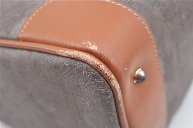 Authentic GUCCI Micro GG Boston Hand Bag Purse PVC Leather Gray Junk J9604