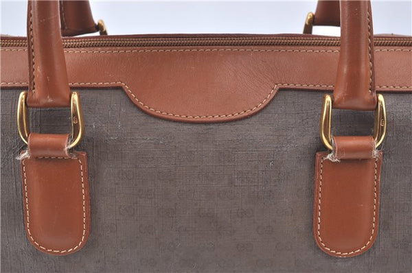 Authentic GUCCI Micro GG Boston Hand Bag Purse PVC Leather Gray Junk J9604