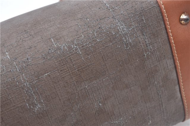 Authentic GUCCI Micro GG Boston Hand Bag Purse PVC Leather Gray Junk J9604