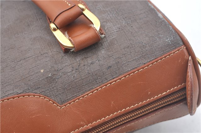 Authentic GUCCI Micro GG Boston Hand Bag Purse PVC Leather Gray Junk J9604