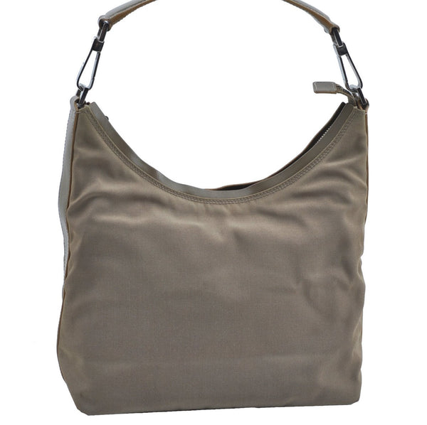 Authentic GUCCI Shoulder Hand Bag Purse Nylon Leather 000602 Beige Gray J9605