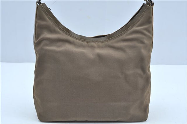Authentic GUCCI Shoulder Hand Bag Purse Nylon Leather 000602 Beige Gray J9605