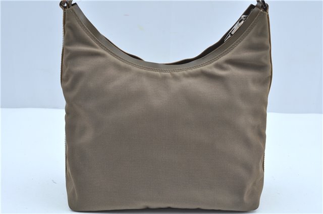 Authentic GUCCI Shoulder Hand Bag Purse Nylon Leather 000602 Beige Gray J9605