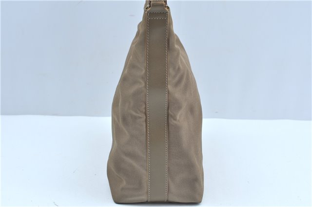 Authentic GUCCI Shoulder Hand Bag Purse Nylon Leather 000602 Beige Gray J9605