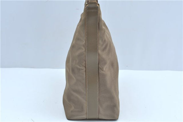 Authentic GUCCI Shoulder Hand Bag Purse Nylon Leather 000602 Beige Gray J9605