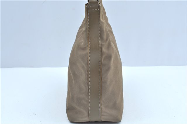 Authentic GUCCI Shoulder Hand Bag Purse Nylon Leather 000602 Beige Gray J9605