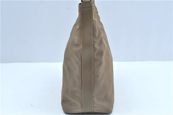 Authentic GUCCI Shoulder Hand Bag Purse Nylon Leather 000602 Beige Gray J9605