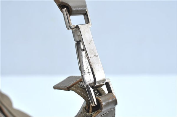 Authentic GUCCI Shoulder Hand Bag Purse Nylon Leather 000602 Beige Gray J9605