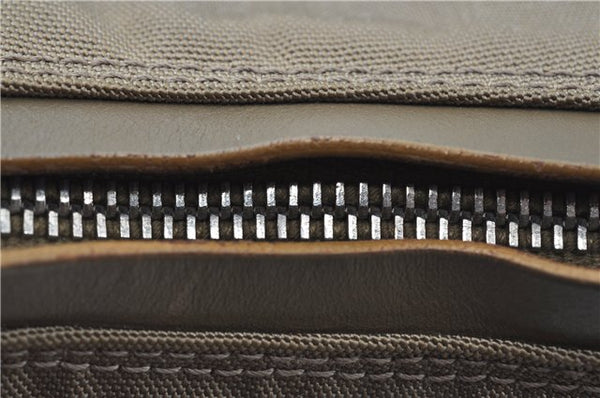 Authentic GUCCI Shoulder Hand Bag Purse Nylon Leather 000602 Beige Gray J9605