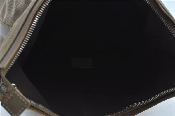 Authentic GUCCI Shoulder Hand Bag Purse Nylon Leather 000602 Beige Gray J9605