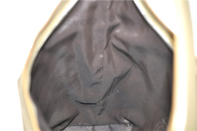 Authentic GUCCI Shoulder Hand Bag Purse Nylon Leather 000602 Beige Gray J9605