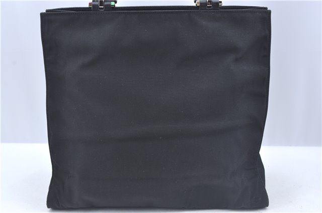 Authentic GUCCI Hand Bag Purse Nylon 0021025 Black J9606