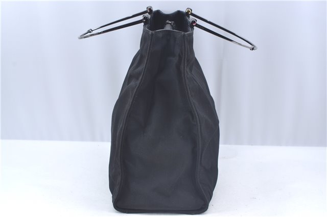 Authentic GUCCI Hand Bag Purse Nylon 0021025 Black J9606