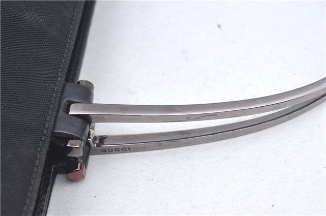 Authentic GUCCI Hand Bag Purse Nylon 0021025 Black J9606