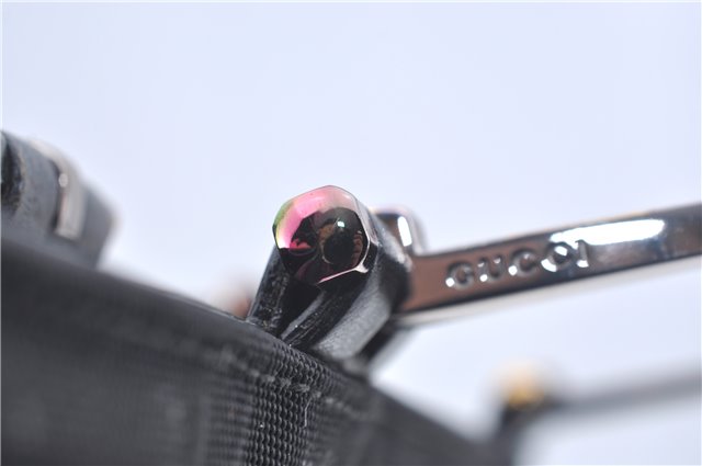 Authentic GUCCI Hand Bag Purse Nylon 0021025 Black J9606