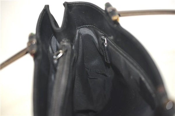 Authentic GUCCI Hand Bag Purse Nylon 0021025 Black J9606