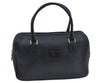 Authentic Burberrys Vintage Leather Boston Hand Bag Purse Black J9608