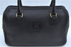 Authentic Burberrys Vintage Leather Boston Hand Bag Purse Black J9608