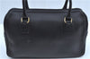 Authentic Burberrys Vintage Leather Boston Hand Bag Purse Black J9608