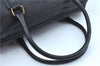 Authentic Burberrys Vintage Leather Boston Hand Bag Purse Black J9608