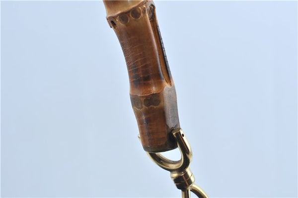 Authentic GUCCI Bamboo 2Way Shoulder Hand Bag Suede Leather Black Junk J9609