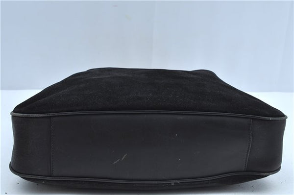 Authentic GUCCI Bamboo 2Way Shoulder Hand Bag Suede Leather Black Junk J9609