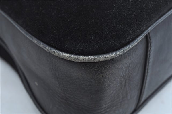 Authentic GUCCI Bamboo 2Way Shoulder Hand Bag Suede Leather Black Junk J9609