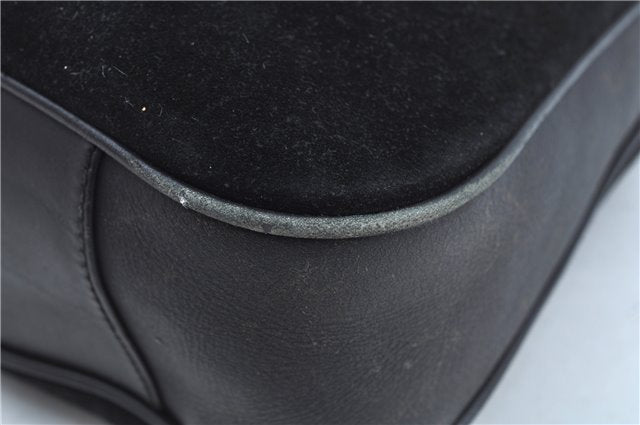 Authentic GUCCI Bamboo 2Way Shoulder Hand Bag Suede Leather Black Junk J9609