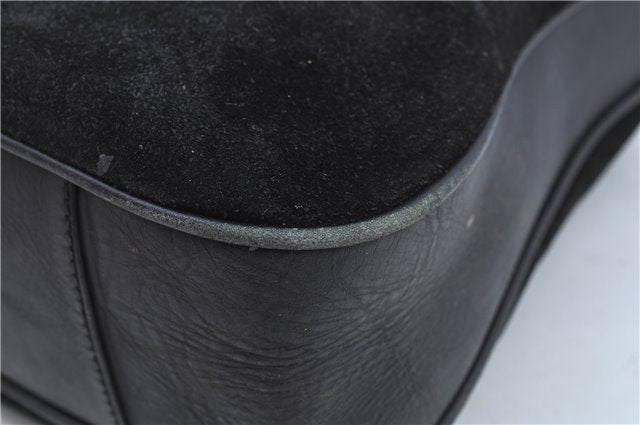 Authentic GUCCI Bamboo 2Way Shoulder Hand Bag Suede Leather Black Junk J9609