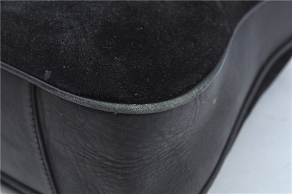 Authentic GUCCI Bamboo 2Way Shoulder Hand Bag Suede Leather Black Junk J9609