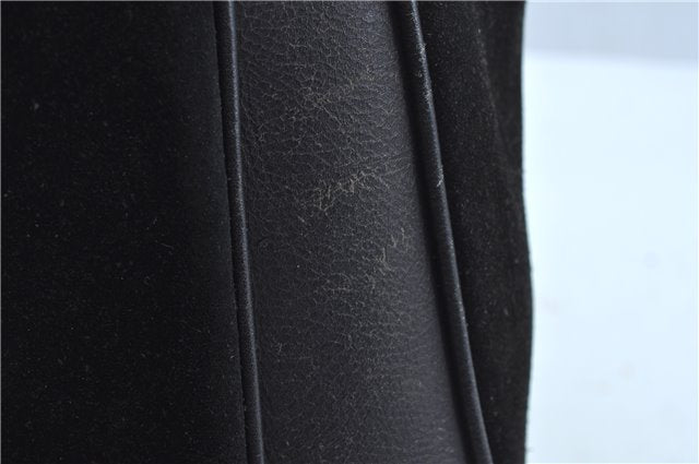 Authentic GUCCI Bamboo 2Way Shoulder Hand Bag Suede Leather Black Junk J9609