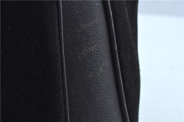 Authentic GUCCI Bamboo 2Way Shoulder Hand Bag Suede Leather Black Junk J9609