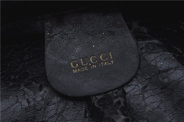 Authentic GUCCI Bamboo 2Way Shoulder Hand Bag Suede Leather Black Junk J9609