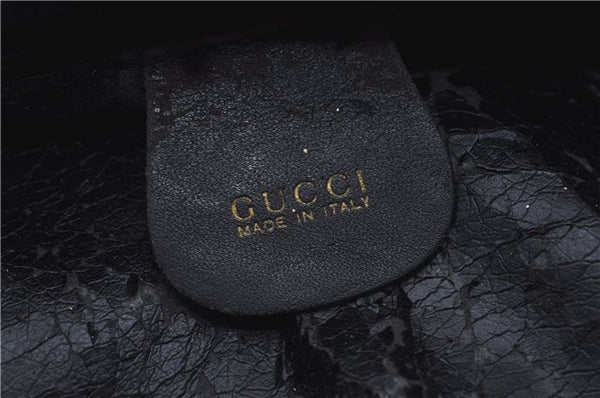 Authentic GUCCI Bamboo 2Way Shoulder Hand Bag Suede Leather Black Junk J9609