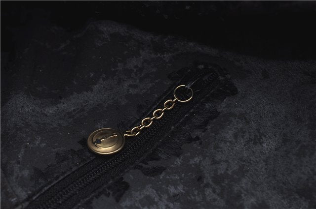 Authentic GUCCI Bamboo 2Way Shoulder Hand Bag Suede Leather Black Junk J9609