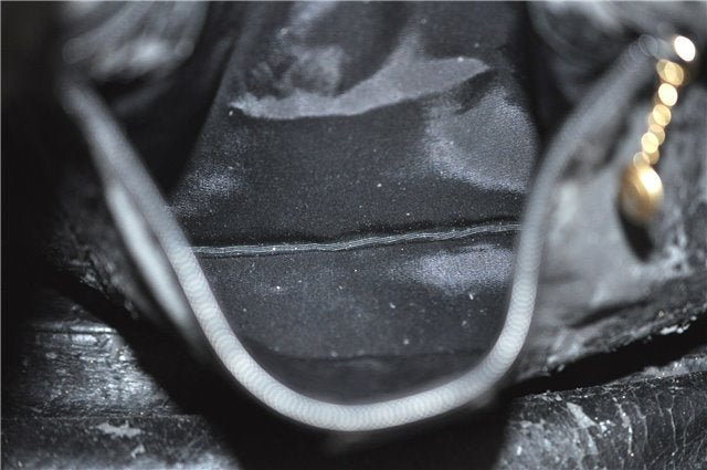 Authentic GUCCI Bamboo 2Way Shoulder Hand Bag Suede Leather Black Junk J9609