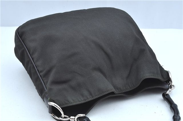 Authentic GUCCI Bamboo 2Way Shoulder Bag Nylon Leather 0011638 Khaki Green J9610